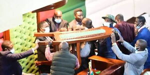 Chaos at the Nyandarua county assembly on Monday, January 11.