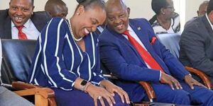 Nyeri Governor Mutahi Kahiga and his deputy Caroline Karugu at St Peter's ACK hall in Nyeri Town on February 26, 2020.