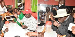 A collage image of President William (left) and Deputy President Rigathi Gachagua (right) at the New Eden hotel in Nyeri County on October 30, 2022.
