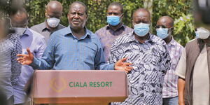 ODM Party Leader Raila Odinga addressing the media on November 15, 2020.