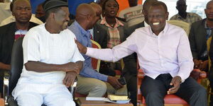 ODM leader Raila Odinga (Left) and Deputy President William Ruto during an event in January 2019.
