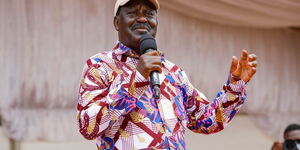 ODM party leader Raila Odinga at a rally speaking on the BBI at Malindi on March 3, 2021