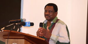 Siaya Senator James Orengo speaking at the Senate Leadership Retreat with the Senate Board of Management on March 9, 2021.