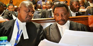 Lawyers Otiende Amollo and James Orengo in court