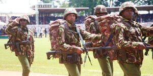 Officers marching during a past national event
