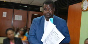 Human Rights Activist Okiya Omtatah during a past court session.