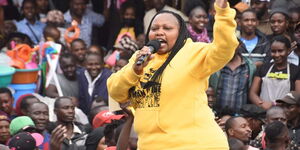 Nominated Senator Millicent Omanga at a rally at Gikomba, Nairobi on July 18Nominated Senator Millicent Omanga at a rally at Gikomba, Nairobi on July 18, 2022, 2022