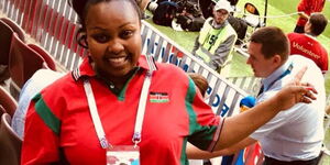 Former senator Millicent Omanga during 2018 World Cup in Russia