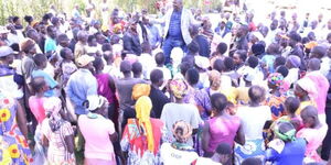 Omburo Odaje, an aspiring MP in Rangwe Constituency, Homa Bay County during campaign on July 24