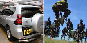 One of the luxury Land Cruisers gifted to NPSC Commissioner (left) and a KDF recruitment process in progress.
