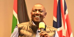 Deputy President William Ruto speaks during a meeting with Kenyans in UK