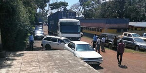 One of the two seized trailers at Webuye Police Station where they were held after the seizure.One of the two seized trailers at Webuye Police Station where they were held after the seizure.