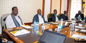 One Kenya Alliance Leaders Musalia Mudavadi (ANC), Gideon Moi (KANU), Moses Wetangula (FORD-Kenya) , and Kalonzo Musyoka (Wiper) during One Kenya Alliance meeting at Hermosa Gardens in Karen on Tuesday, July 20, 2021