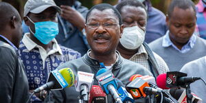 FORD-Kenya Party Leader Moses Wetangula during a press briefing at Hermosa Gardens in Karen on Tuesday, July 20, 2021.