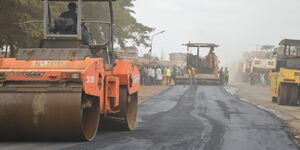Ongoing construction on the Thika Town Bypass road.