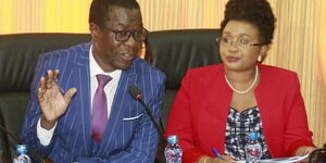 National Assembly Public Accounts Committee members led by Chairman Opiyo Wandayi with his Vice Jessica Mbalu (R)