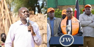 A collage of Kaseret MP Oscar Sudi & businessman Jimi Wanjigi