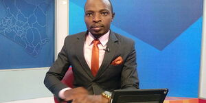 NTV anchor Lofty Matambo at the studio along Mombasa Road