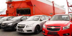 Cars being offloaded at the Mombasa Port, Mombasa County