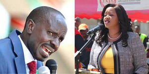 A collage image of former KNUT SG Wilson Sossion and former Laikipia County MP Cate Waruguru.