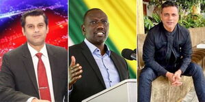 Photo collage between late Pakistani journalist Arshad Sharif, President William Ruto and Indian magnate Zulfiqar Khan