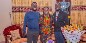 Pastor Dorcas Rigathi (center) and her sons Kevin Rigathi (left) and Keith Rigathi (right)on her birthday Tuesday October 18, 2022