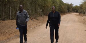 Patrick Ngigi (left) and his wife Josephine Paissany during a past walk.