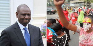 DP William Ruto (left) and Members of the Kenya Sex Workers Alliance (KESWA) during a proest
