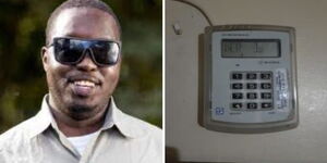 A collage of Paul Mugambi and an electricity meter