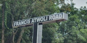 Photo of Francis Atwoli road sign made by youths taken on June 22, 2021.