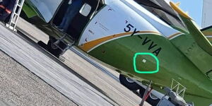 Photo of the Kenyan plane registration number  5Y-VVA, that was shot at in Somalia on May 25, 2020.