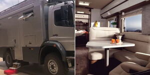Photos of Yoweri Museveni's Hymer Truck that serves as his mobile workstation.