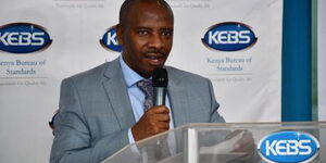 KEBS Director General Bernard Njiraini speaking during a press briefing on July 4, 2022.KBC