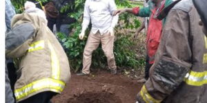 Kirinyaga County Fire Department Director John Kiama and his team during the rescue mission