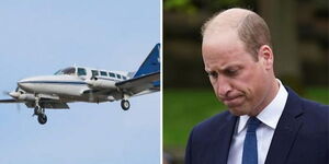 Photo collage between a plane and Prince William of Wales