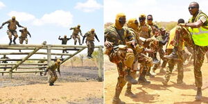 A photo collage of officers training at the Border Police Training Campus (BPTC) in Kanyonyo, Kitui County on February 23, 2023.