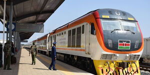 An undated image of police officers at a Kenya Railways terminal 