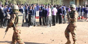 Police officers deployed to schools in Laikipia West on Monday, September 13.