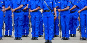 Police officers during a parade in December 2019.