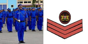 Police during a parade and Senior Sergeant badge