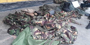 Police regalia recovered at a private homestead in Nakuru County
