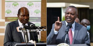 A collage of IEBC Chairperson Wafula Chebukati and DCI George Kinoti