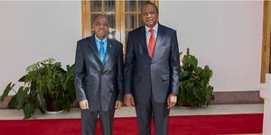 President Uhuru Kenyatta (right) and Head ogf Civil Service Joseph Kinyua (left) at State House, Nairobi September 26, 2013. (2)