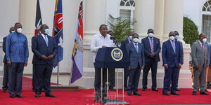 President Uhuru Kenyatta addresses the nation from State House on March 12, 2021