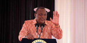 President Uhuru Kenyatta addressing the annual presidential briefing to the diplomatic corps at State House on March 4, 2021