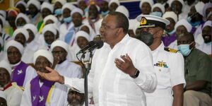 President Uhuru Kenyatta addressing members of the  Akurinu on Sunday, June 19, 2022.