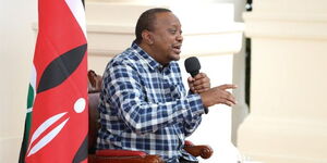 President Uhuru Kenyatta addressing residents of Nyeri county after commissioning the on Saturday, August 6, 2022. (1).jpg