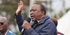 President Uhuru Kenyatta addressing residents of Nyeri county after commissioning the on Saturday, August 6, 2022..jpg