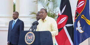 President Uhuru Kenyatta addressing the nation from State House Nairobi on April 6, 2020.