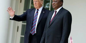 President Uhuru Kenyatta and US President Donald Trump after a meeting at the White House in Washington on August 27, 2018.